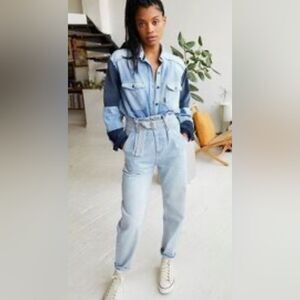 Free people Sadie belted paperbag denim jeans. 26